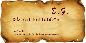Décsi Felicián névjegykártya